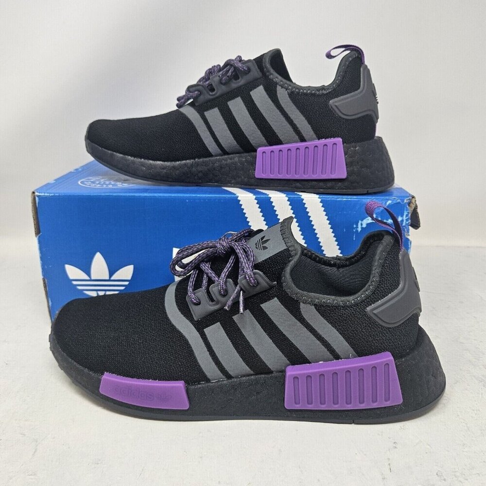 Adidas NMD_R1 Boost J 'Black/Purple' Athletic Shoe / GX5694 /Big Kids